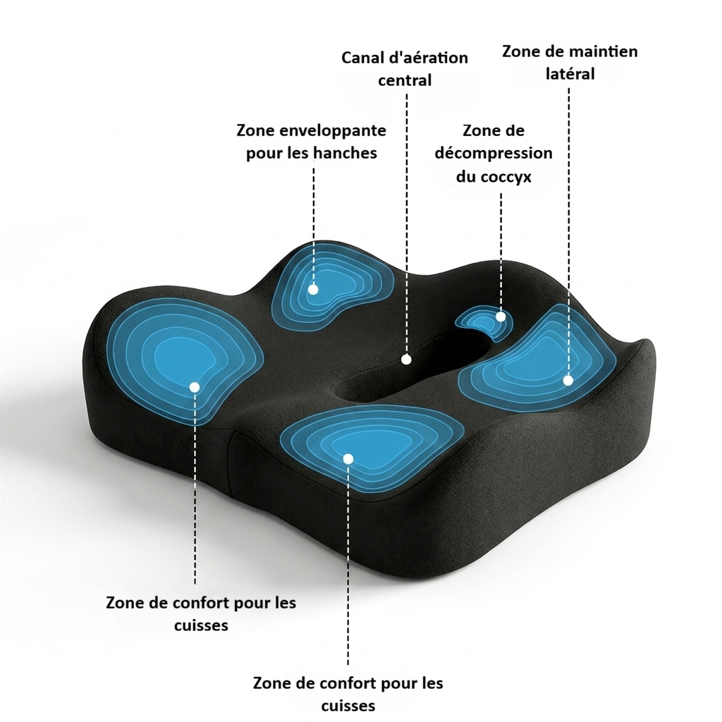 explication de chaque zone du coussin lombaire